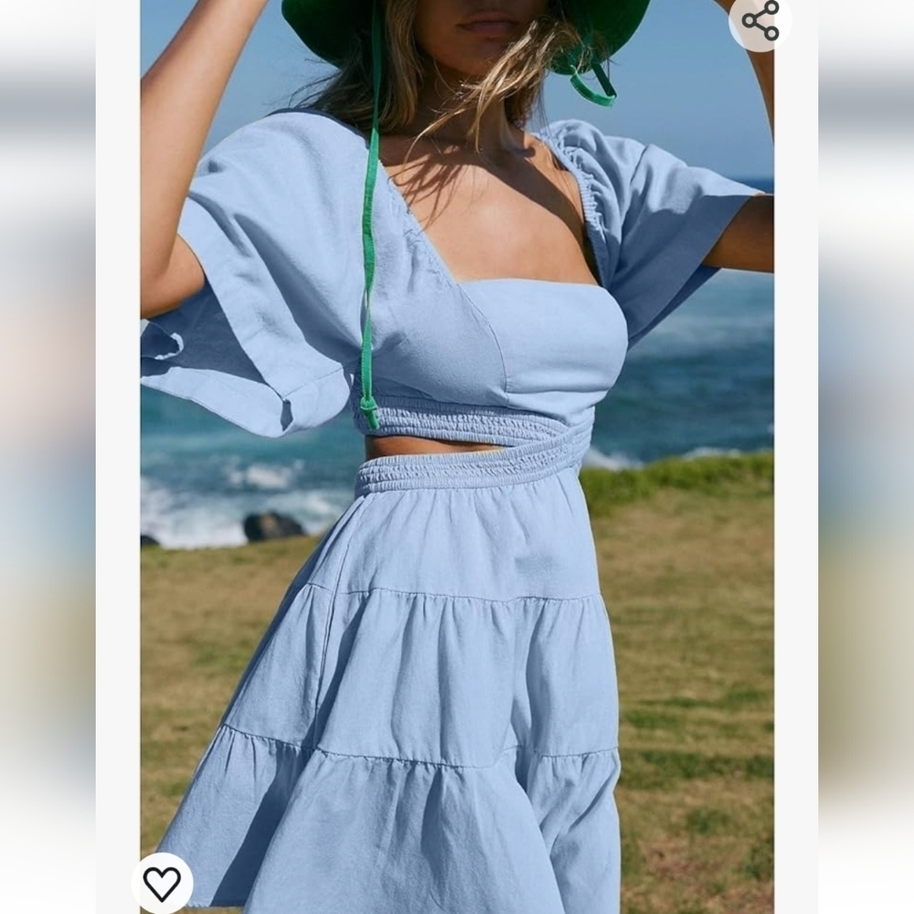 Shy Velvet chambray cutout flutter sleeve mini dress Size small